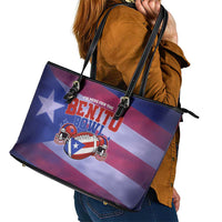 Benito Bowl Fan Gear Leather Tote Bag with Puerto Rican Flag Football Graphic