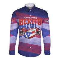 Benito Bowl Fan Gear Long Sleeve Button Shirt with Puerto Rican Flag Football Graphic