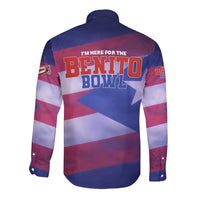Benito Bowl Fan Gear Long Sleeve Button Shirt with Puerto Rican Flag Football Graphic