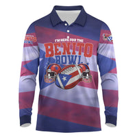 Benito Bowl Fan Gear Long Sleeve Polo Shirt with Puerto Rican Flag Football Graphic