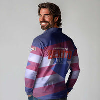 Benito Bowl Fan Gear Long Sleeve Polo Shirt with Puerto Rican Flag Football Graphic