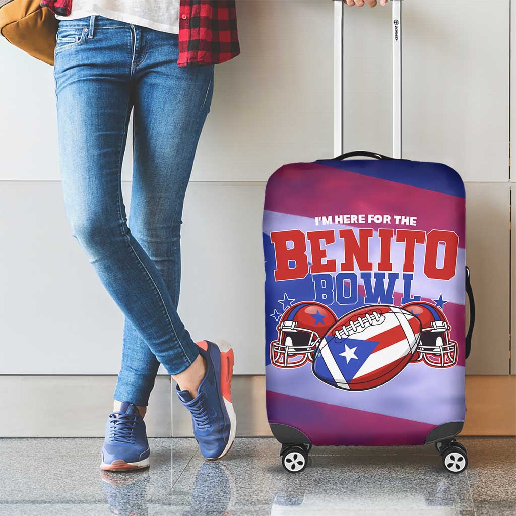Benito Bowl Fan Gear Luggage Cover with Puerto Rican Flag Football Graphic