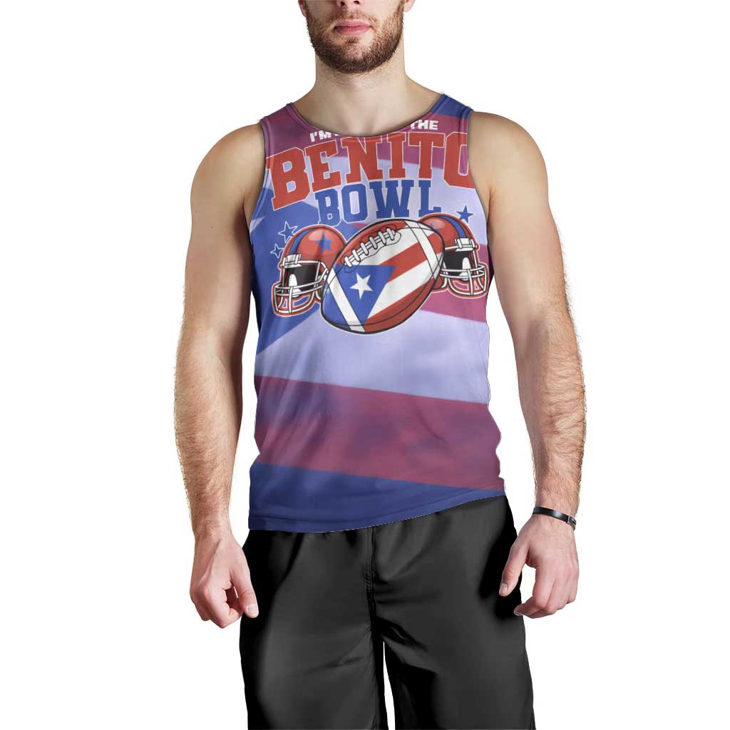 Benito Bowl Fan Gear Men Tank Top with Puerto Rican Flag Football Graphic