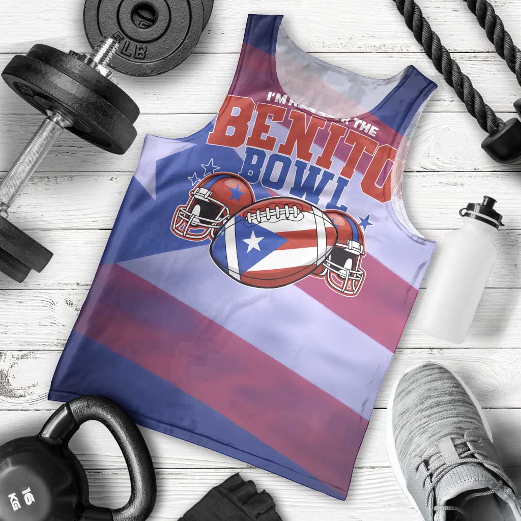 Benito Bowl Fan Gear Men Tank Top with Puerto Rican Flag Football Graphic