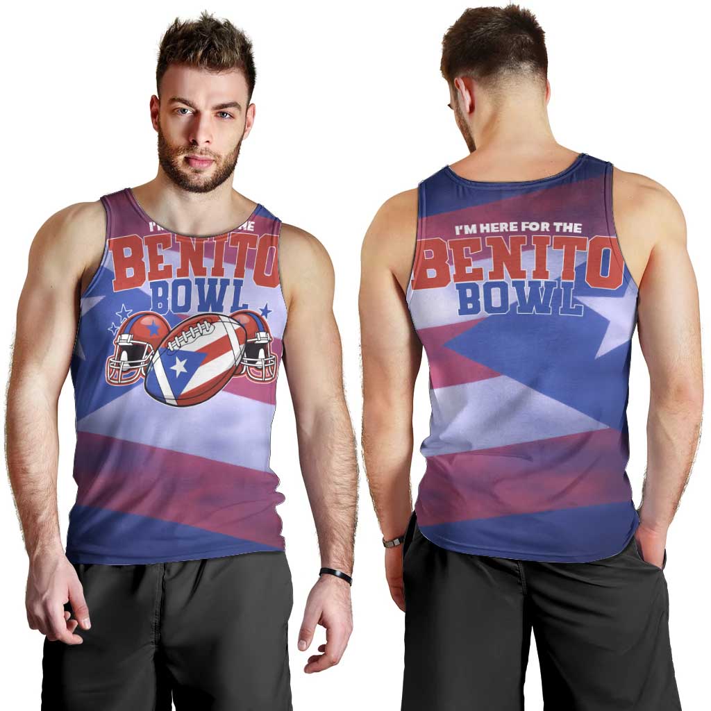 Benito Bowl Fan Gear Men Tank Top with Puerto Rican Flag Football Graphic
