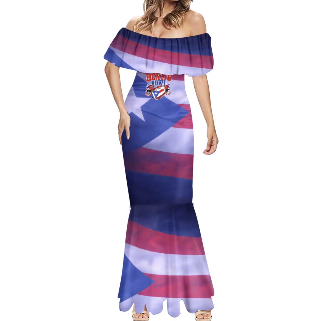 Benito Bowl Fan Gear Mermaid Dress with Puerto Rican Flag Football Graphic
