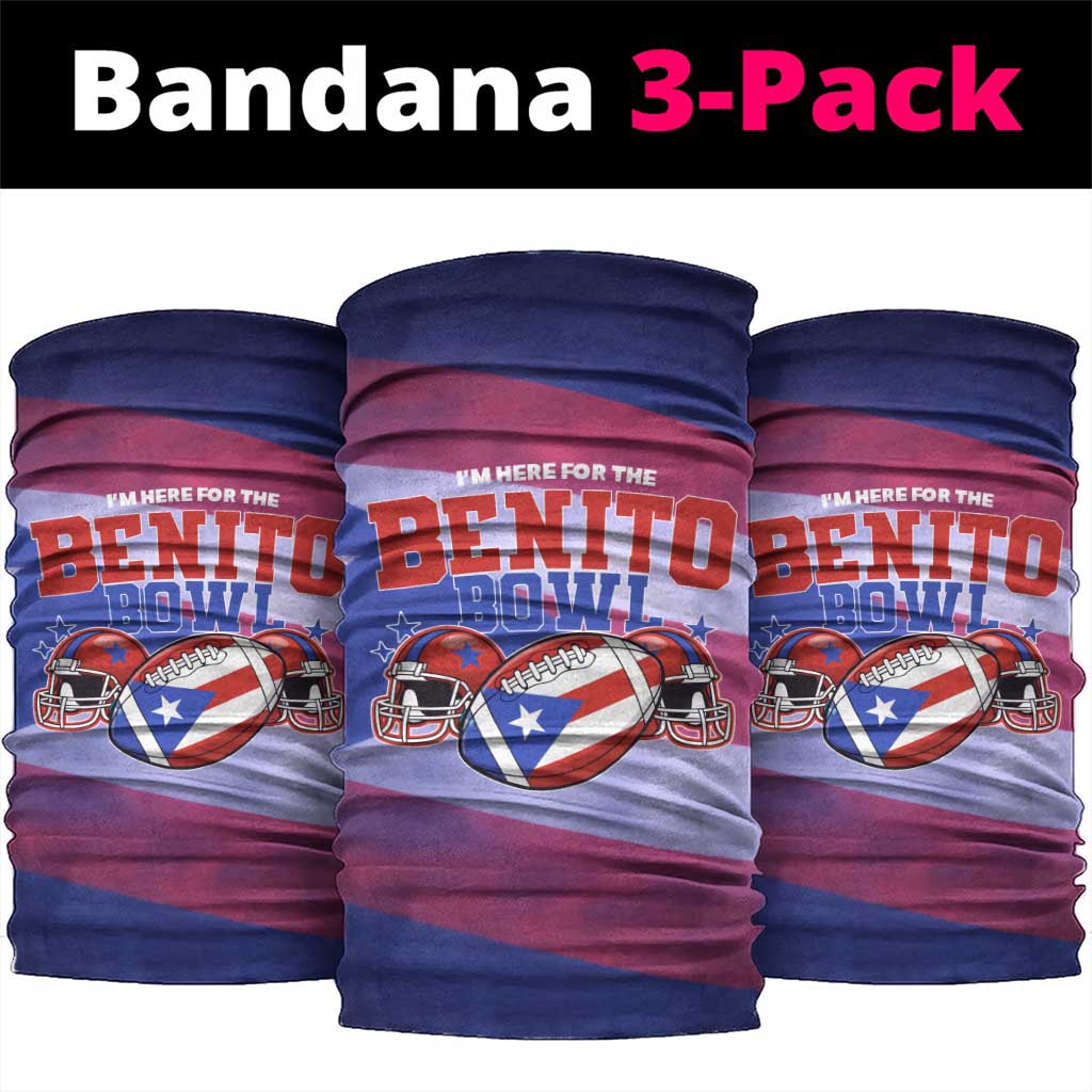 Benito Bowl Fan Gear Neck Gaiter with Puerto Rican Flag Football Graphic