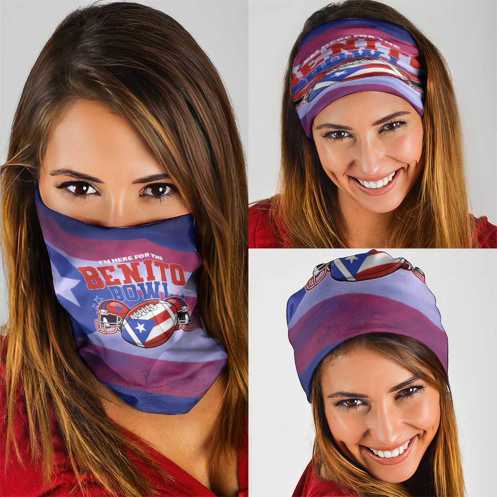 Benito Bowl Fan Gear Neck Gaiter with Puerto Rican Flag Football Graphic