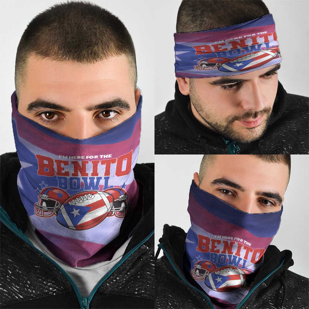 Benito Bowl Fan Gear Neck Gaiter with Puerto Rican Flag Football Graphic