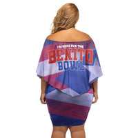 Benito Bowl Fan Gear Off Shoulder Short Dress with Puerto Rican Flag Football Graphic