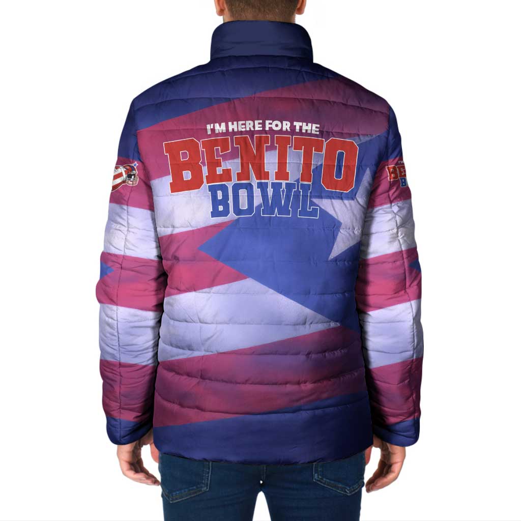 Benito Bowl Fan Gear Padded Jacket with Puerto Rican Flag Football Graphic