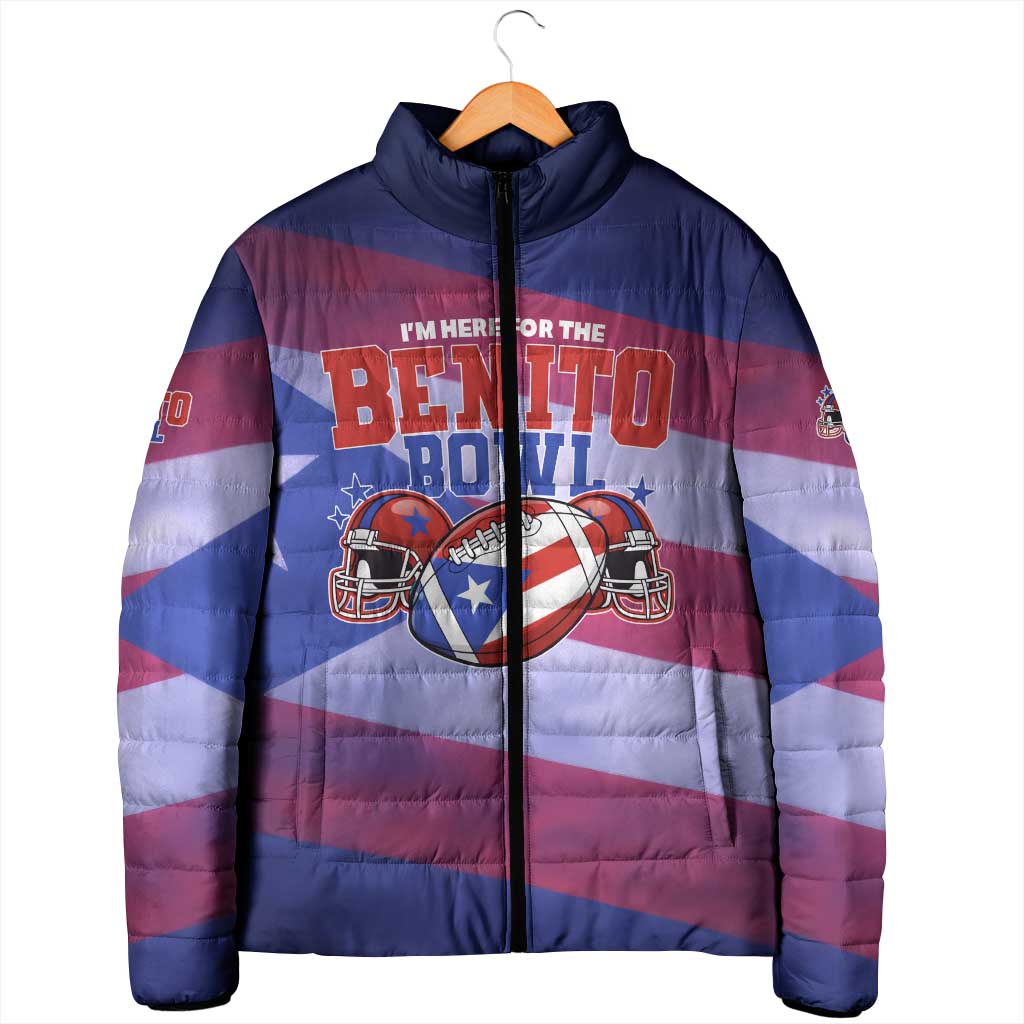 Benito Bowl Fan Gear Padded Jacket with Puerto Rican Flag Football Graphic