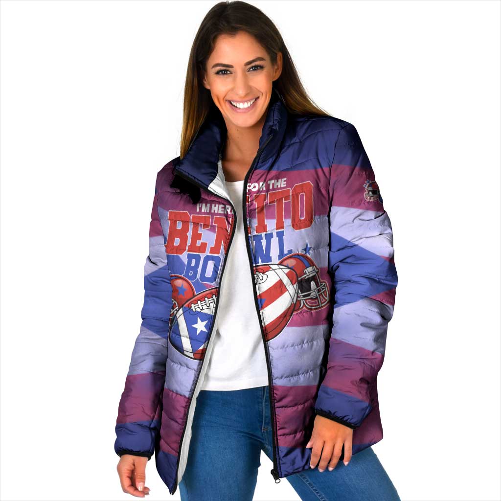 Benito Bowl Fan Gear Padded Jacket with Puerto Rican Flag Football Graphic