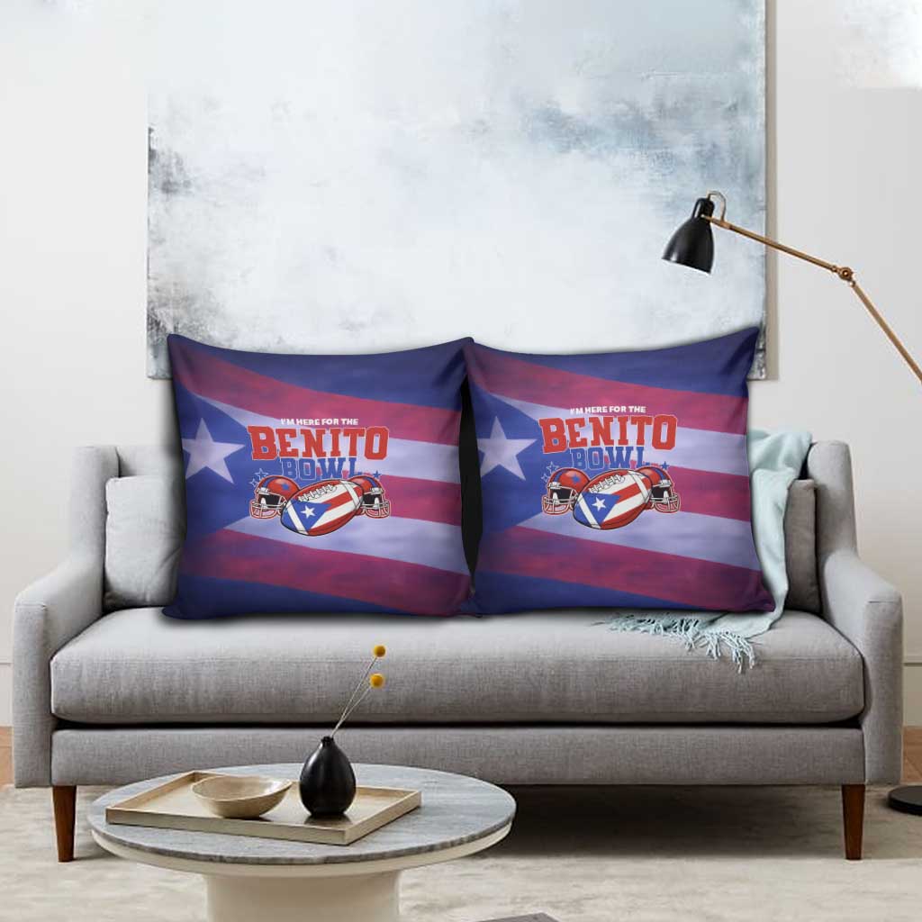 Benito Bowl Fan Gear Pillow Cover with Puerto Rican Flag Football Graphic