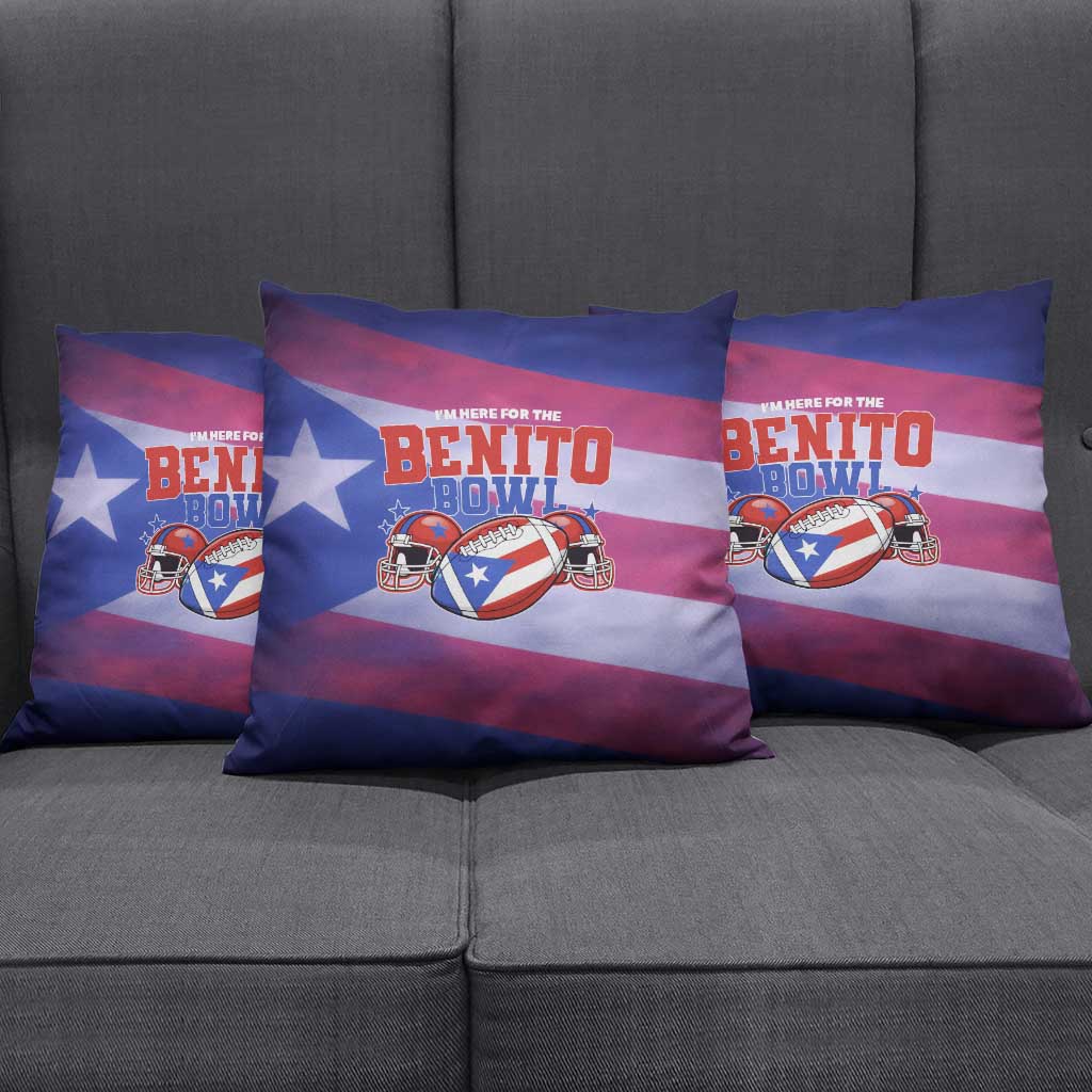 Benito Bowl Fan Gear Pillow Cover with Puerto Rican Flag Football Graphic