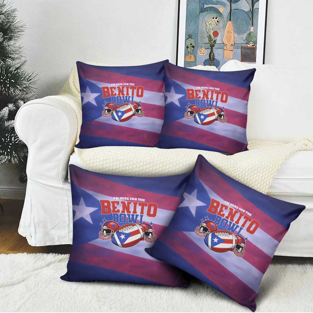 Benito Bowl Fan Gear Pillow Cover with Puerto Rican Flag Football Graphic
