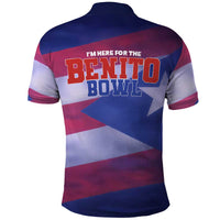Benito Bowl Fan Gear Polo Shirt with Puerto Rican Flag Football Graphic