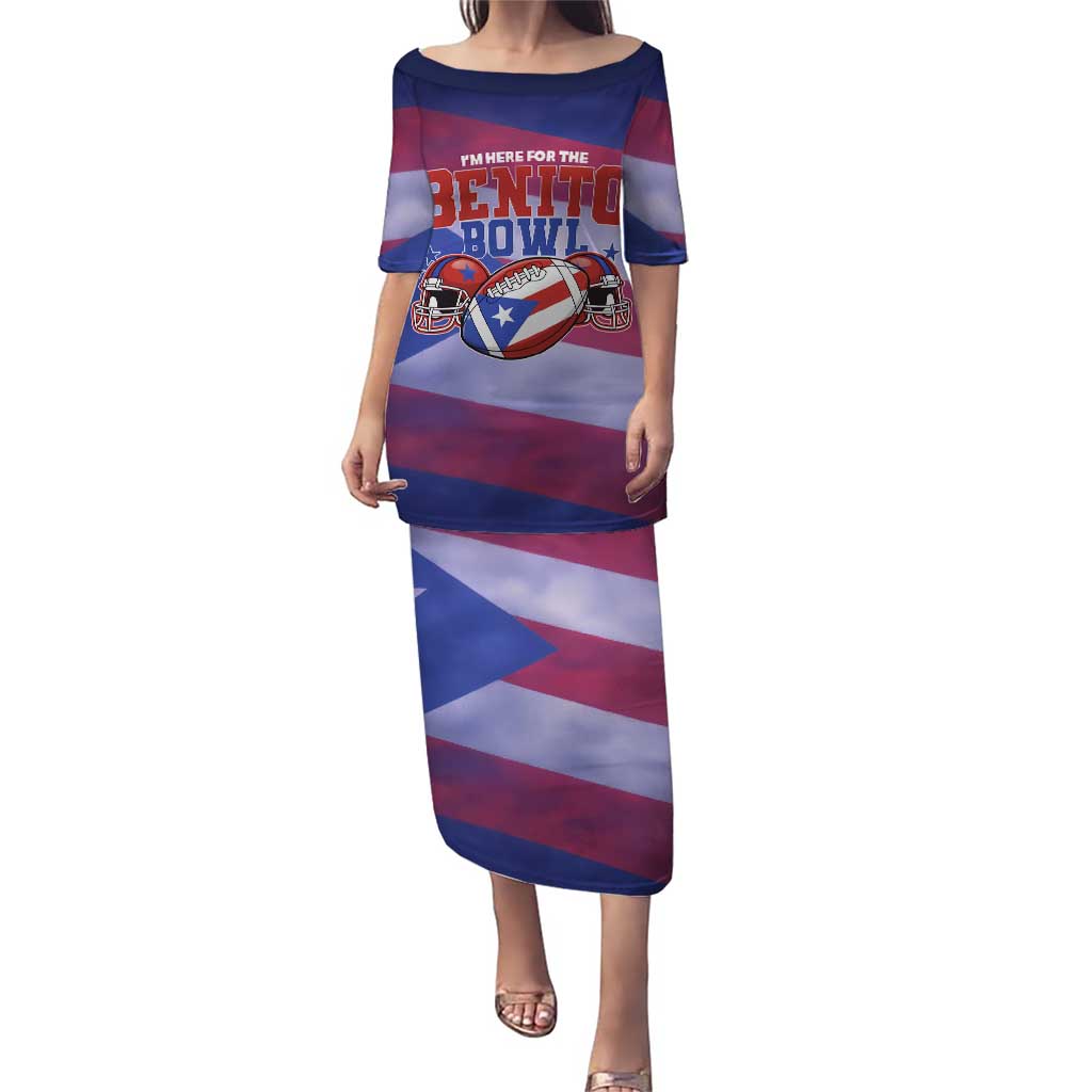 Benito Bowl Fan Gear Puletasi with Puerto Rican Flag Football Graphic