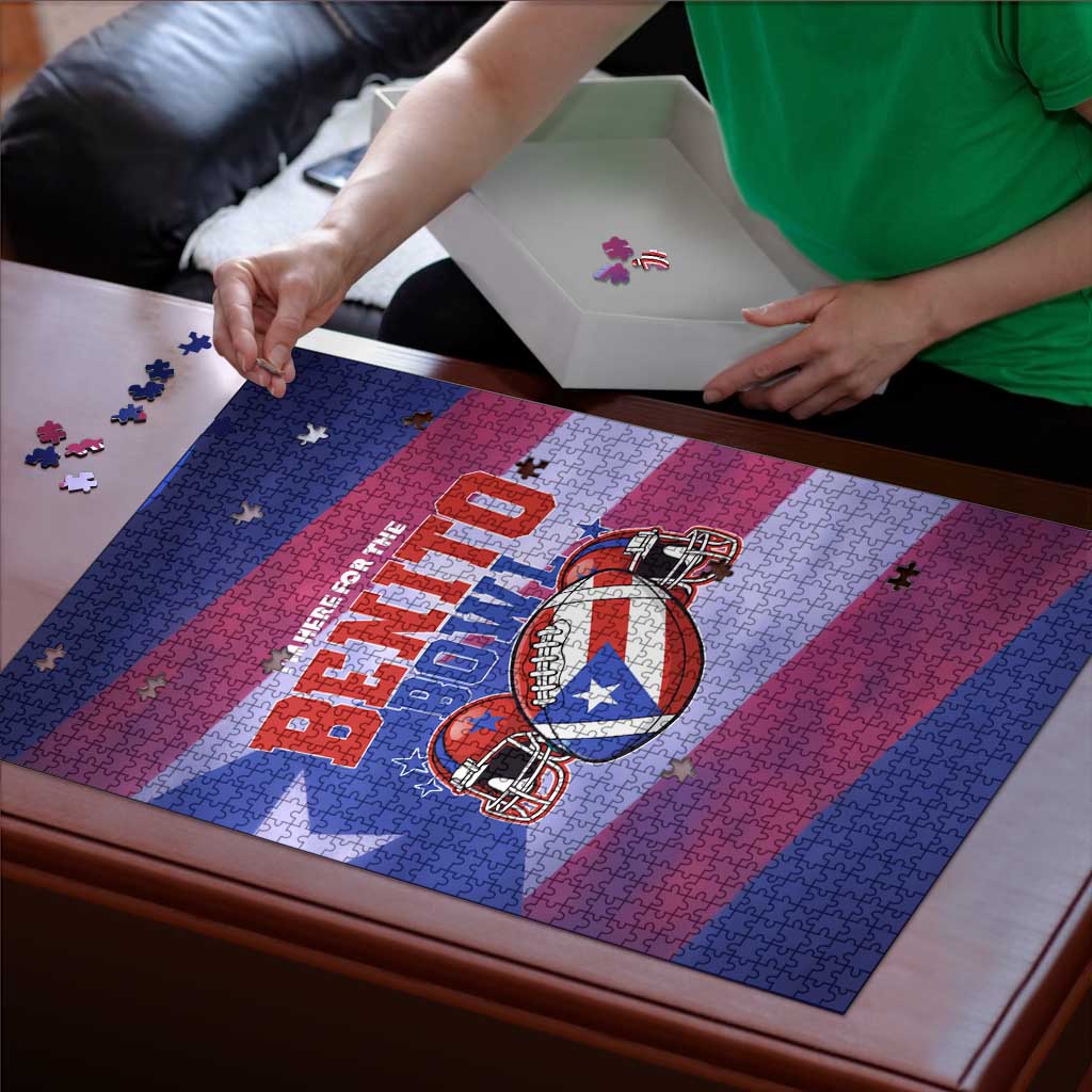 Benito Bowl Fan Gear Puzzle with Puerto Rican Flag Football Graphic