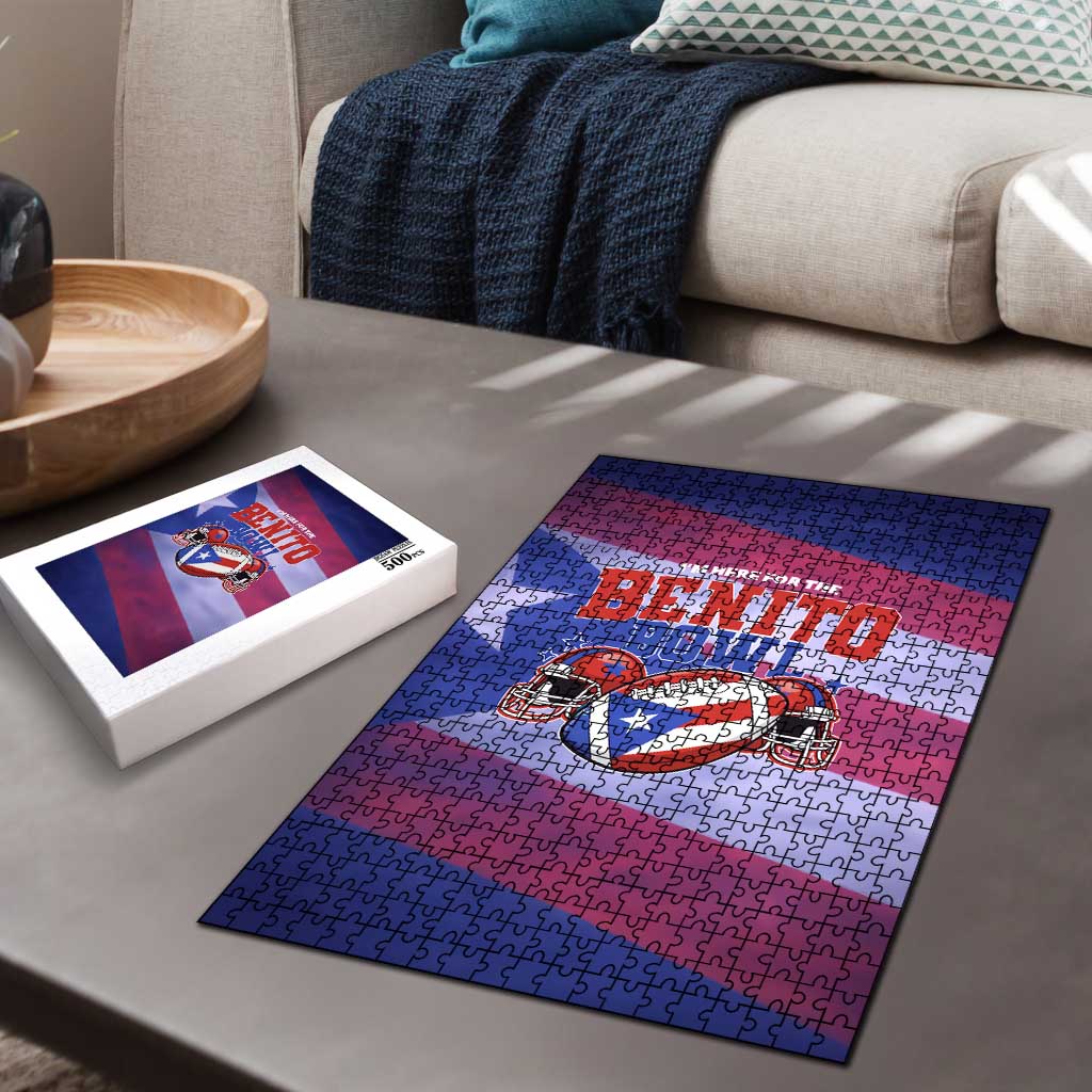 Benito Bowl Fan Gear Puzzle with Puerto Rican Flag Football Graphic