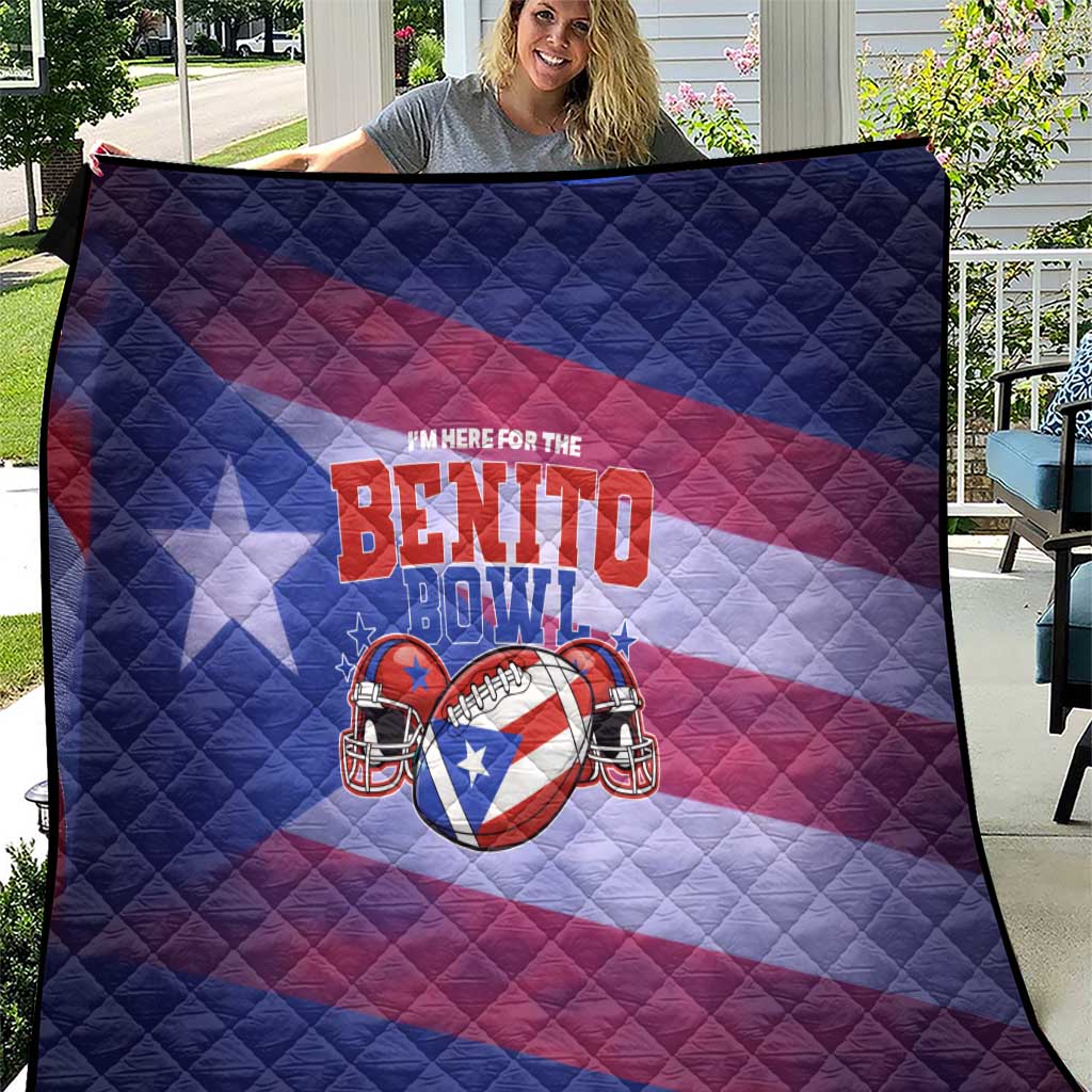 Benito Bowl Fan Gear Quilt with Puerto Rican Flag Football Graphic