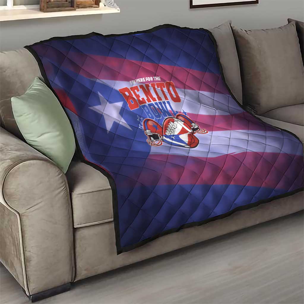 Benito Bowl Fan Gear Quilt with Puerto Rican Flag Football Graphic