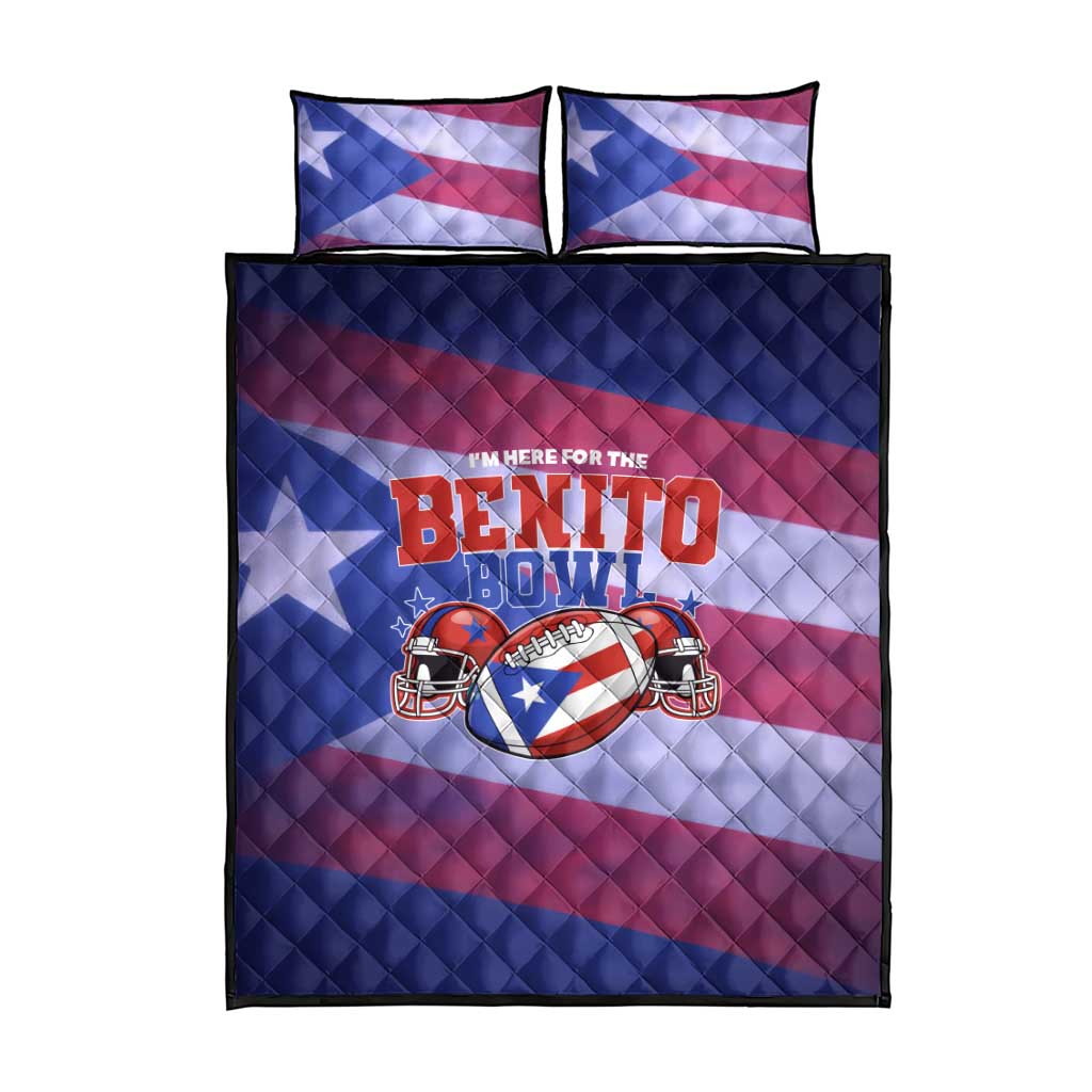 Benito Bowl Fan Gear Quilt Bed Set with Puerto Rican Flag Football Graphic
