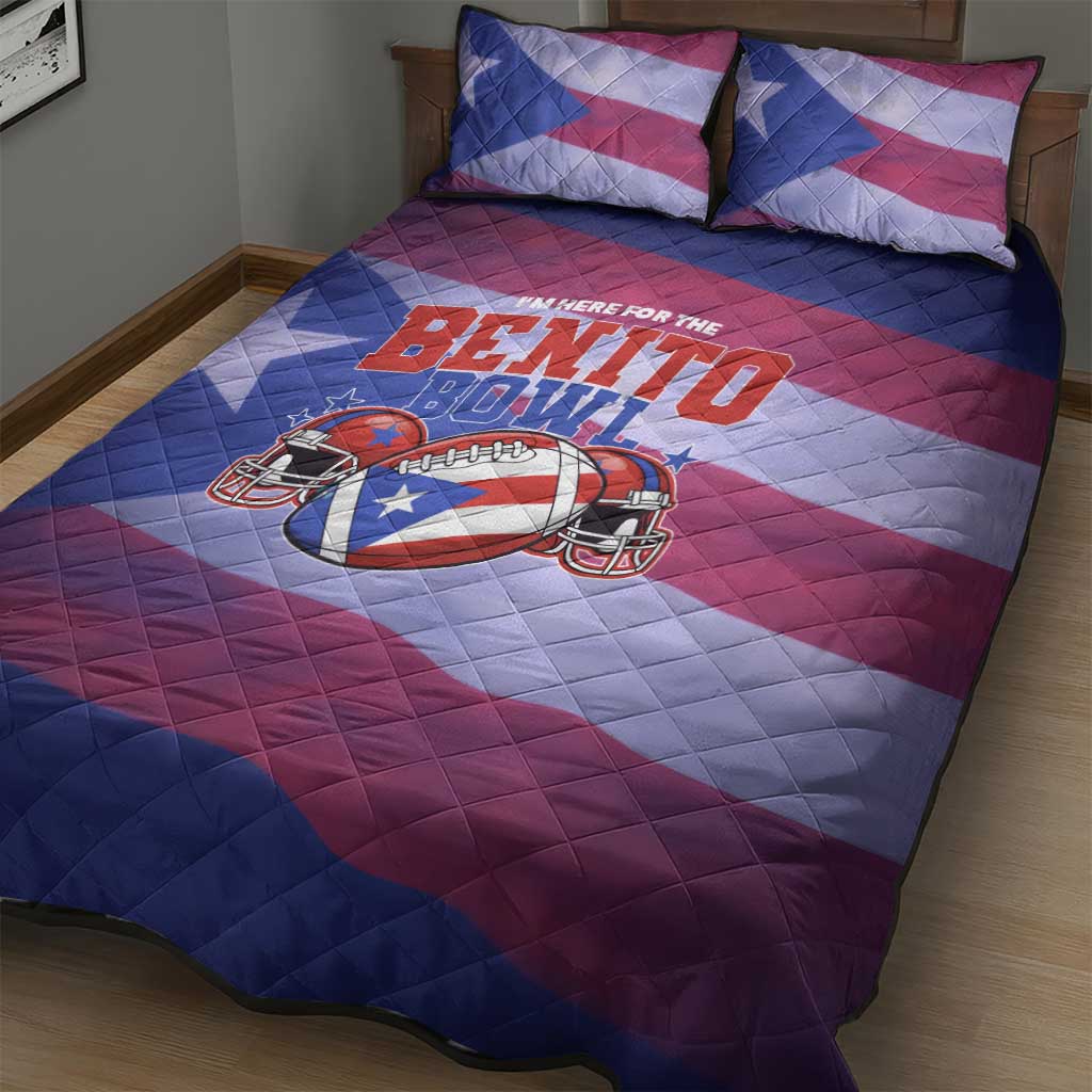 Benito Bowl Fan Gear Quilt Bed Set with Puerto Rican Flag Football Graphic