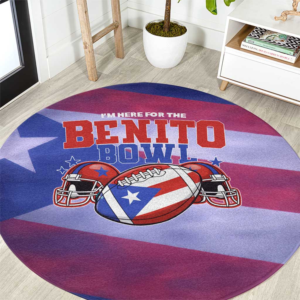 Benito Bowl Fan Gear Round Carpet with Puerto Rican Flag Football Graphic
