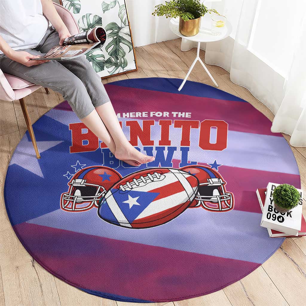 Benito Bowl Fan Gear Round Carpet with Puerto Rican Flag Football Graphic