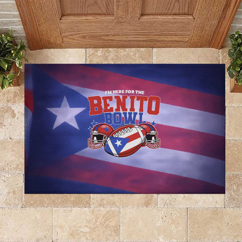 Benito Bowl Fan Gear Rubber Doormat with Puerto Rican Flag Football Graphic