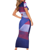 Benito Bowl Fan Gear Short Sleeve Bodycon Dress with Puerto Rican Flag Football Graphic