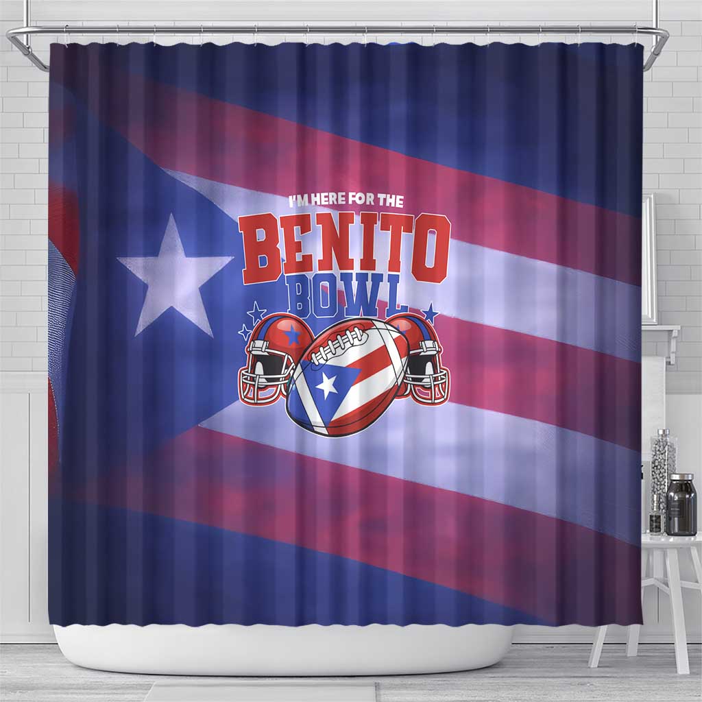 Benito Bowl Fan Gear Shower Curtain with Puerto Rican Flag Football Graphic
