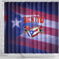 Benito Bowl Fan Gear Shower Curtain with Puerto Rican Flag Football Graphic