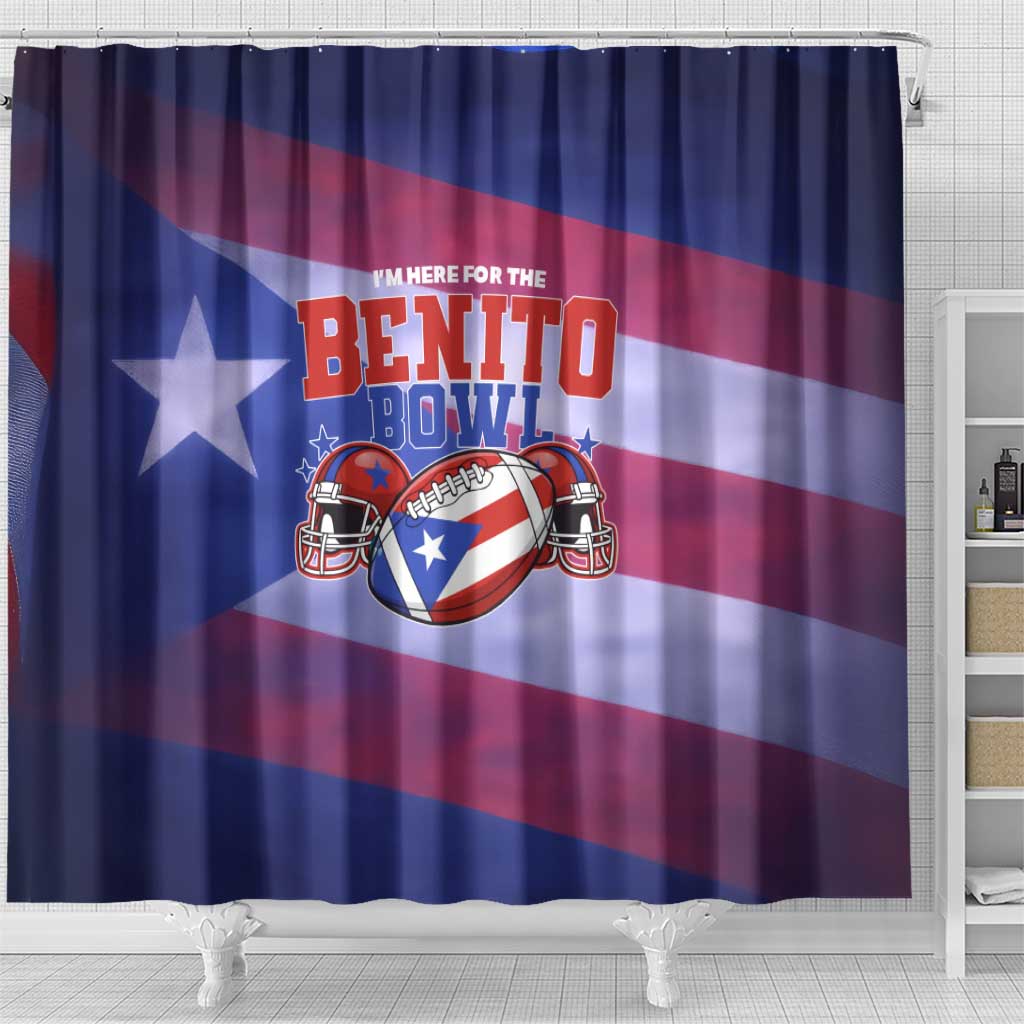 Benito Bowl Fan Gear Shower Curtain with Puerto Rican Flag Football Graphic