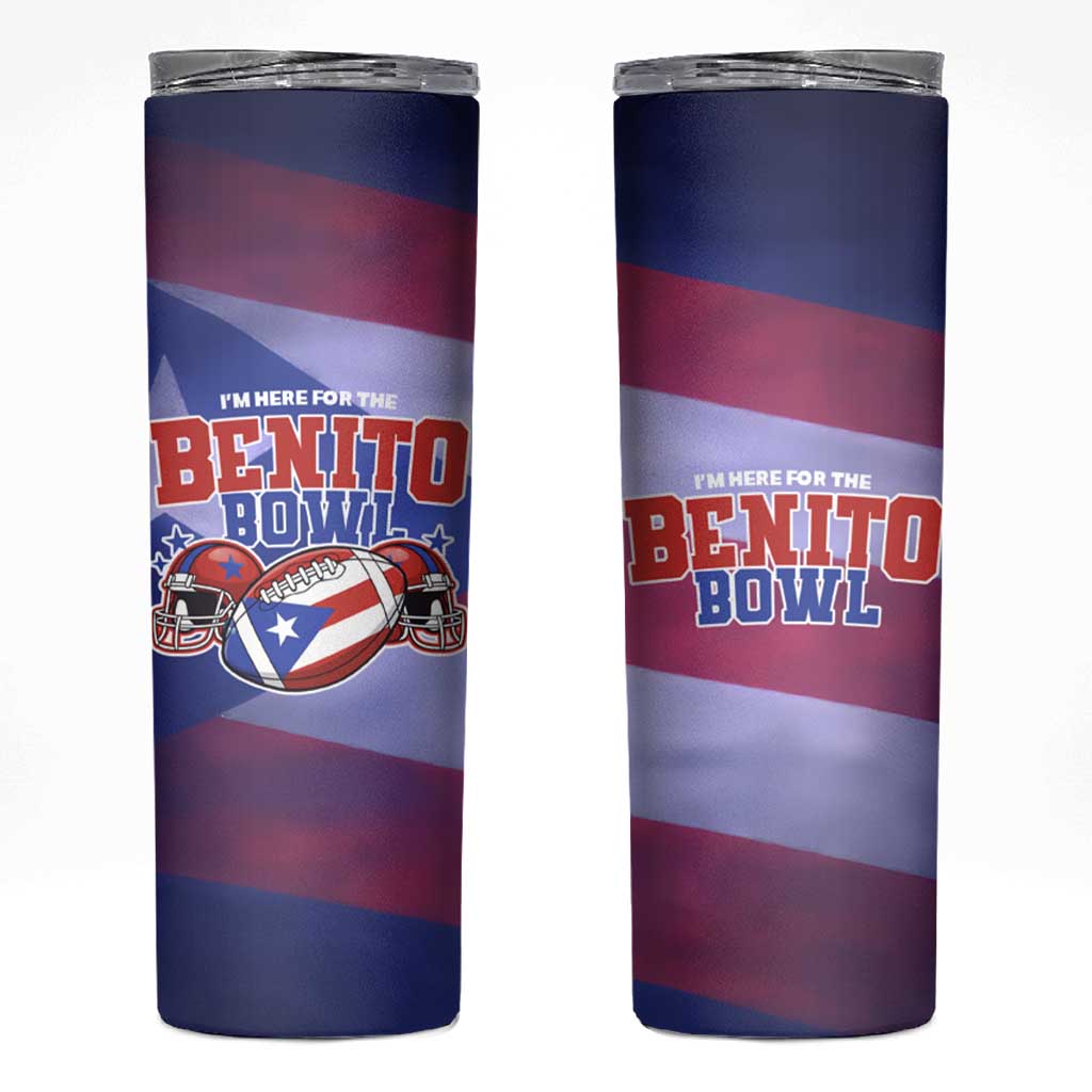 Benito Bowl Fan Gear Skinny Tumbler with Puerto Rican Flag Football Graphic