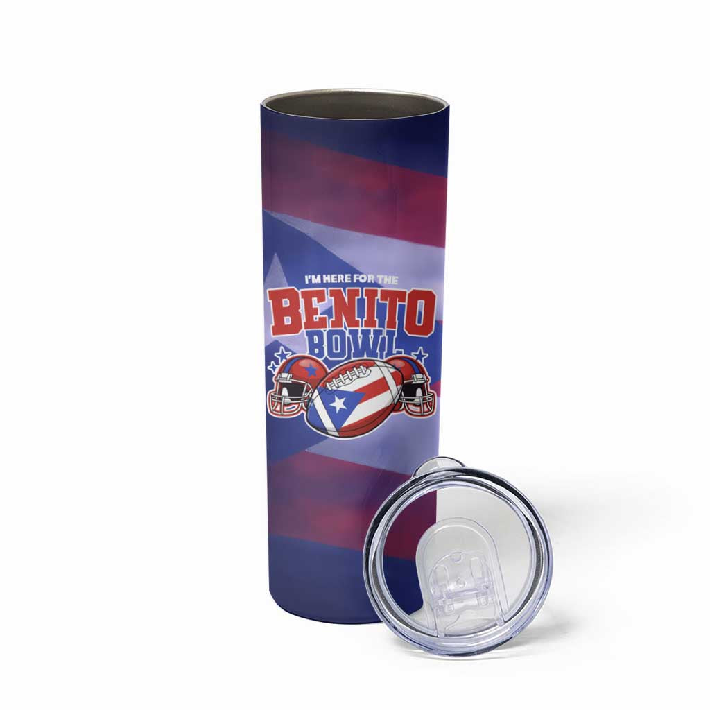 Benito Bowl Fan Gear Skinny Tumbler with Puerto Rican Flag Football Graphic