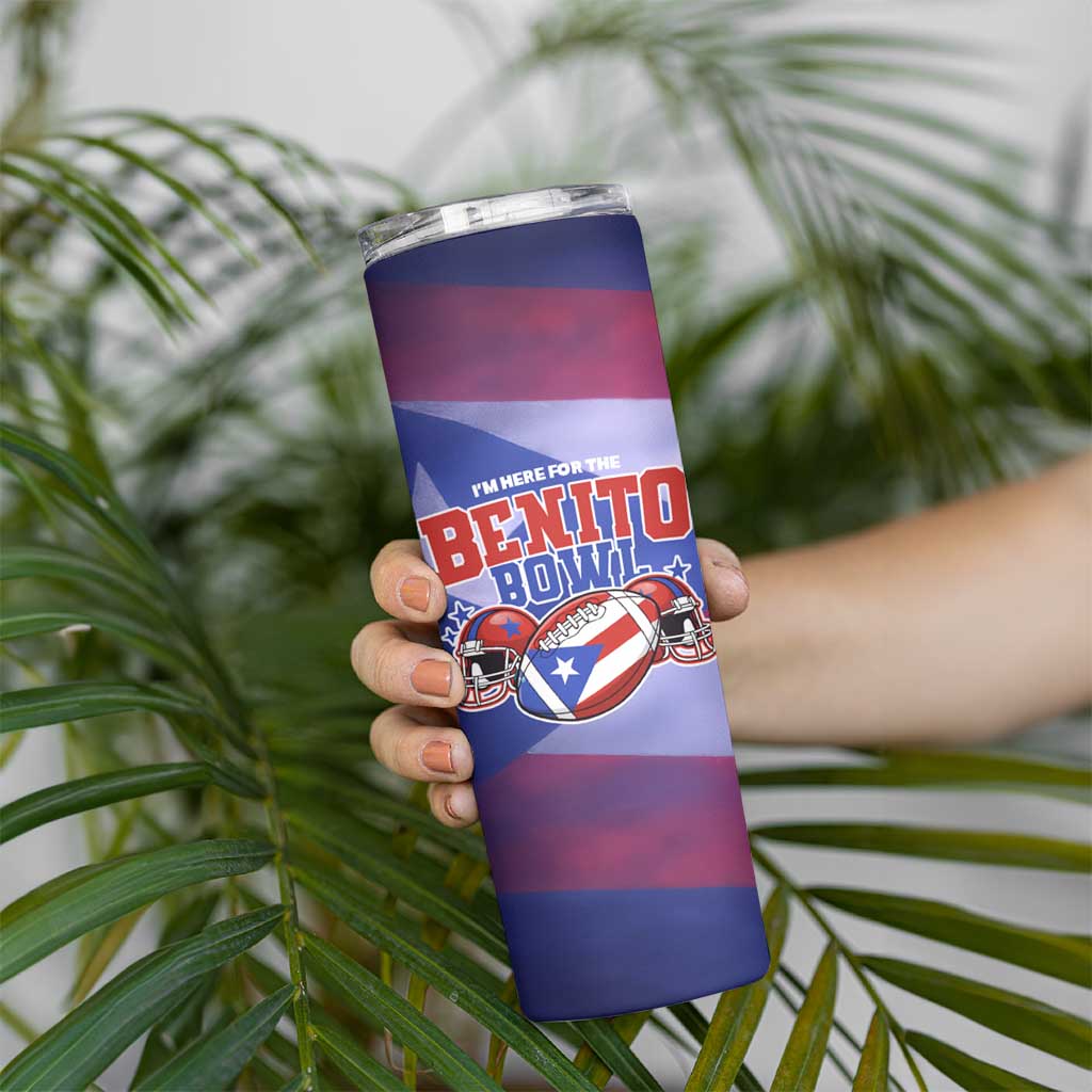 Benito Bowl Fan Gear Skinny Tumbler with Puerto Rican Flag Football Graphic
