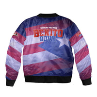 Benito Bowl Fan Gear Sleeve Zip Bomber Jacket with Puerto Rican Flag Football Graphic