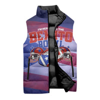 Benito Bowl Fan Gear Sleeveless Puffer Jacket with Puerto Rican Flag Football Graphic