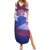 Benito Bowl Fan Gear Summer Maxi Dress with Puerto Rican Flag Football Graphic