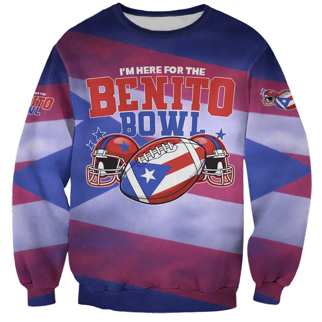 Benito Bowl Fan Gear Sweatshirt with Puerto Rican Flag Football Graphic