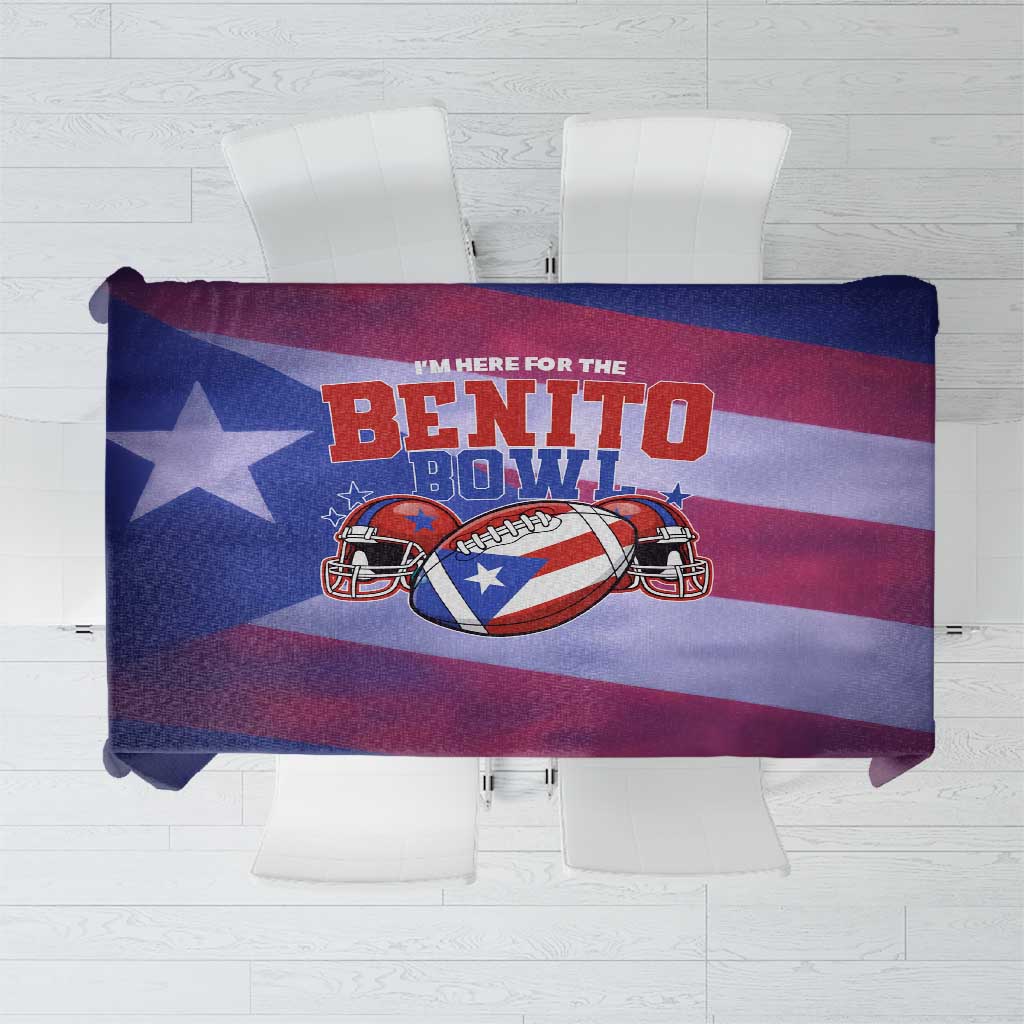 Benito Bowl Fan Gear Tablecloth with Puerto Rican Flag Football Graphic