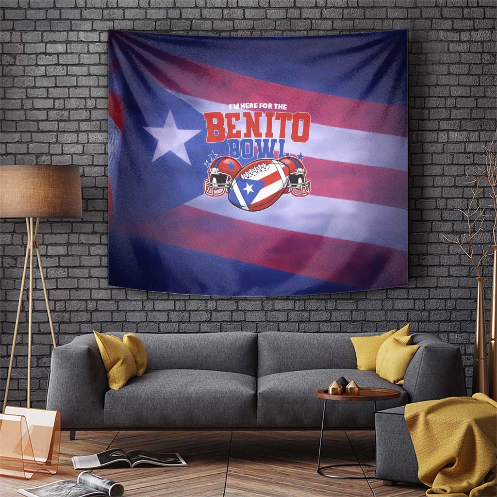 Benito Bowl Fan Gear Tapestry with Puerto Rican Flag Football Graphic