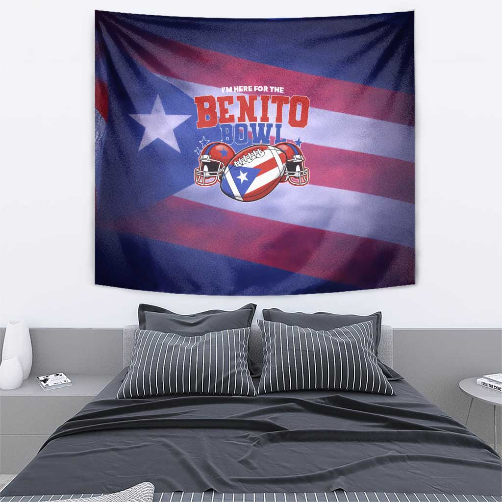 Benito Bowl Fan Gear Tapestry with Puerto Rican Flag Football Graphic
