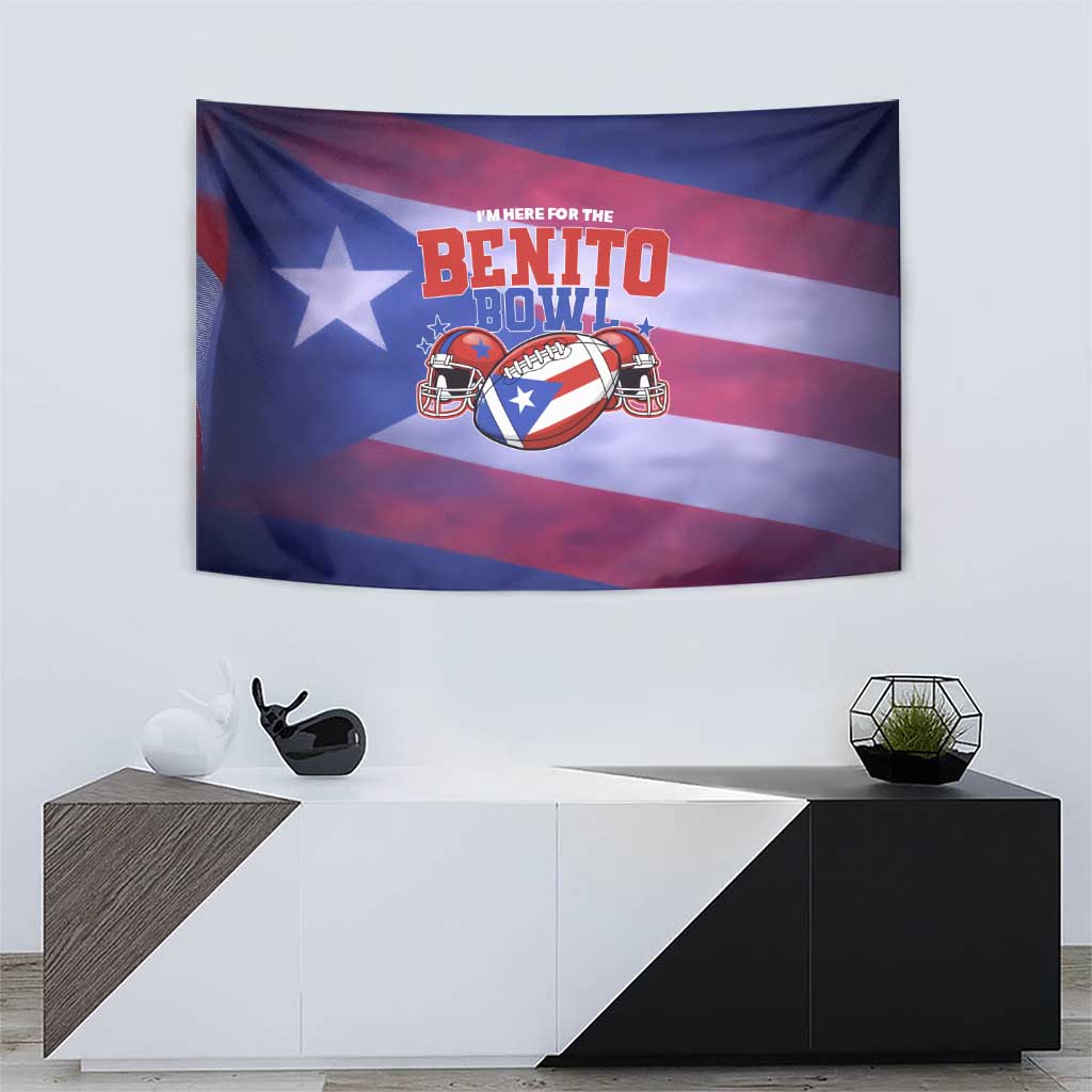 Benito Bowl Fan Gear Tapestry with Puerto Rican Flag Football Graphic