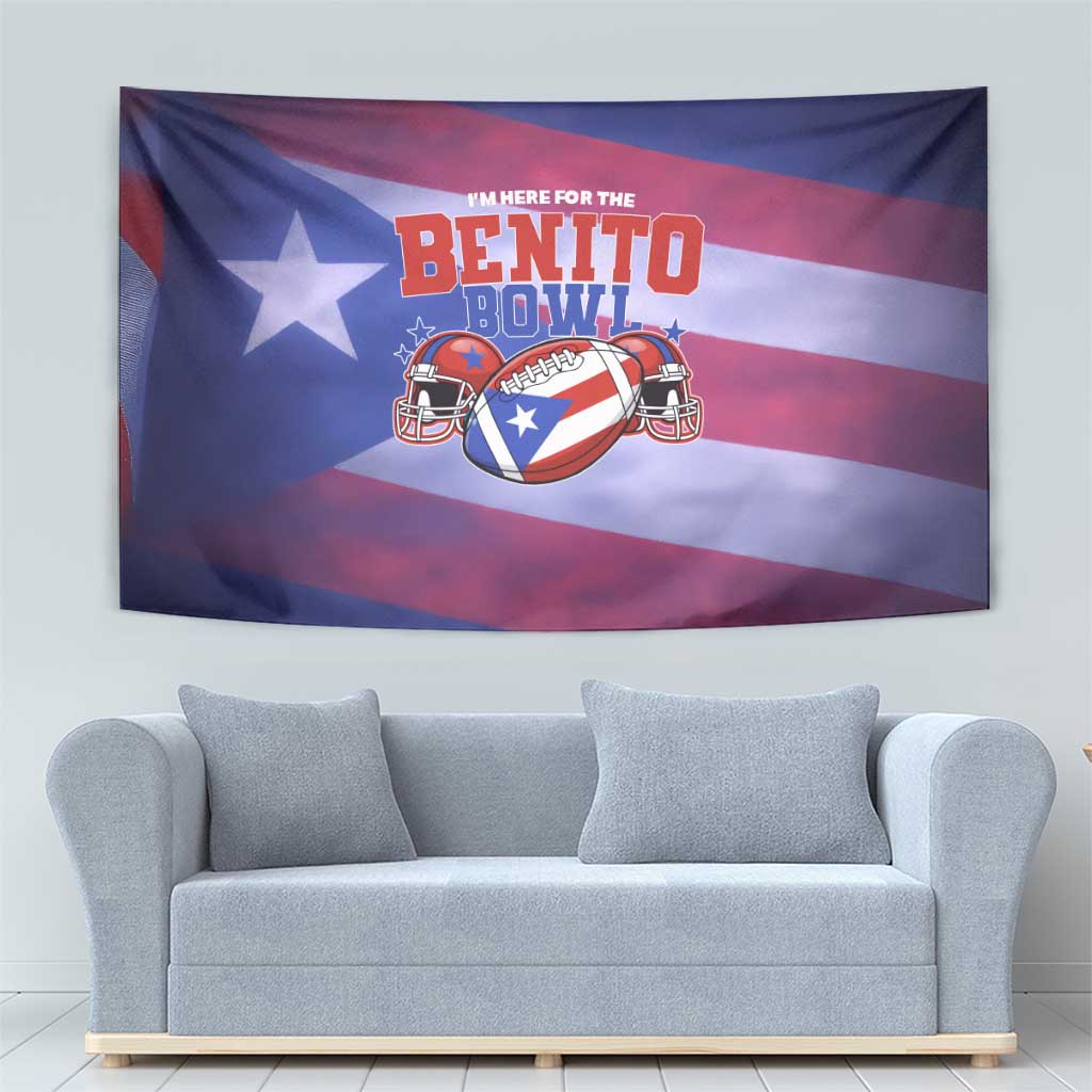 Benito Bowl Fan Gear Tapestry with Puerto Rican Flag Football Graphic