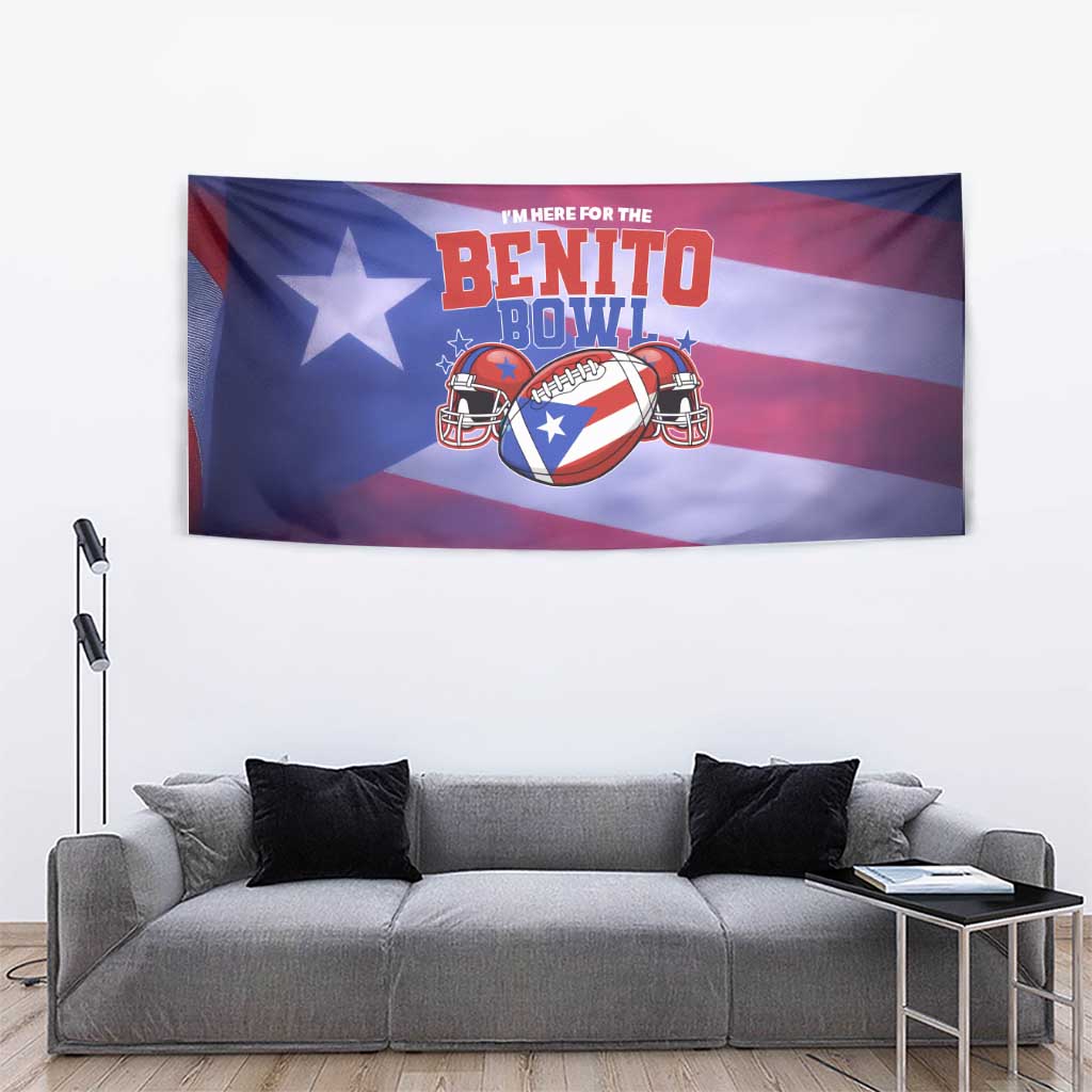 Benito Bowl Fan Gear Tapestry with Puerto Rican Flag Football Graphic