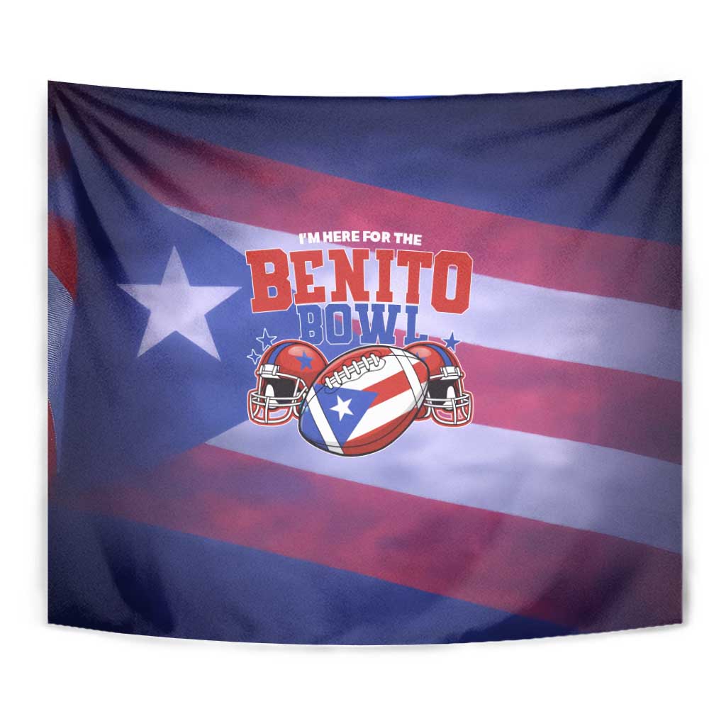 Benito Bowl Fan Gear Tapestry with Puerto Rican Flag Football Graphic