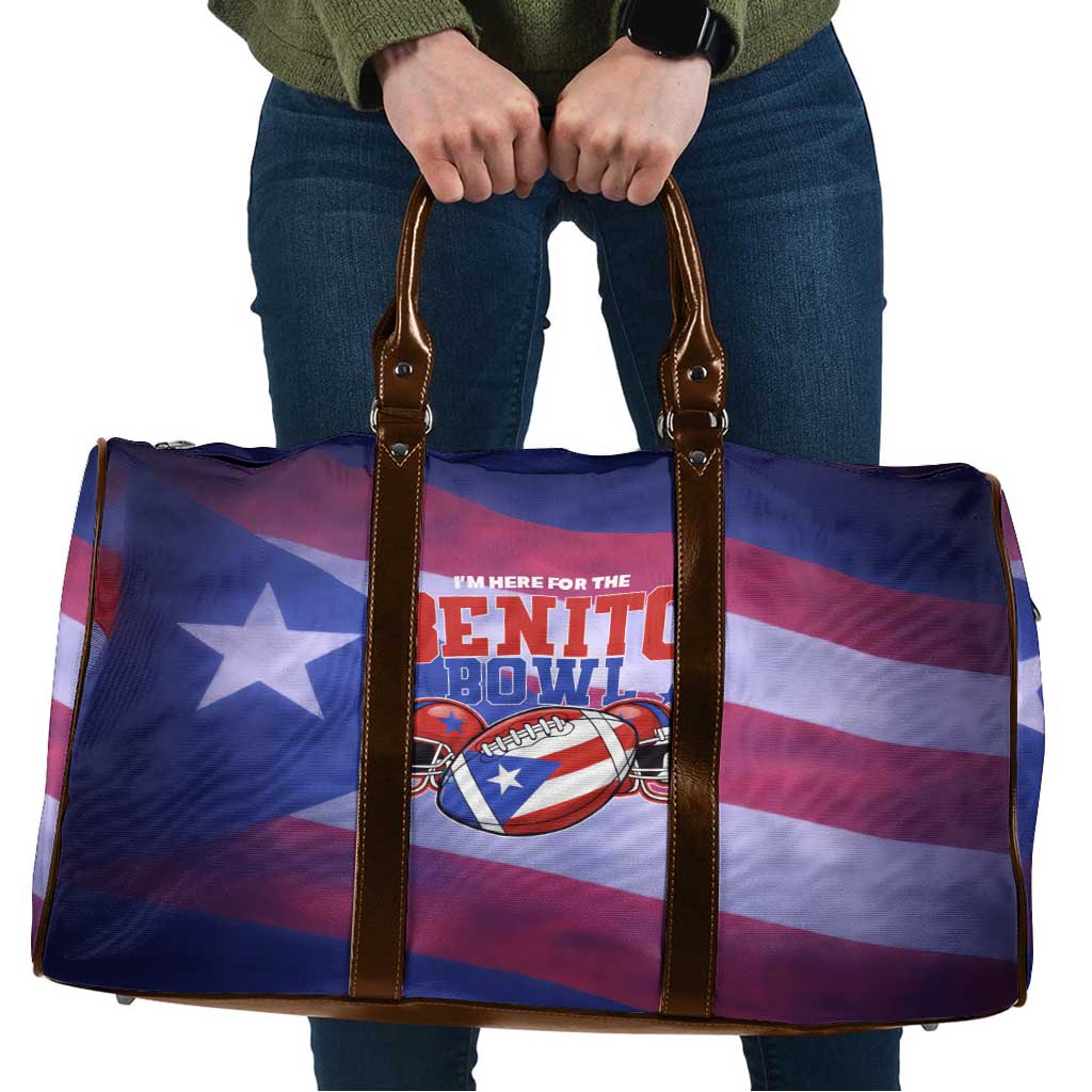 Benito Bowl Fan Gear Travel Bag with Puerto Rican Flag Football Graphic